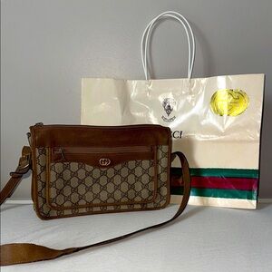 Vintage Gucci 80's Anniversary Collection Brown Crossbody Bag